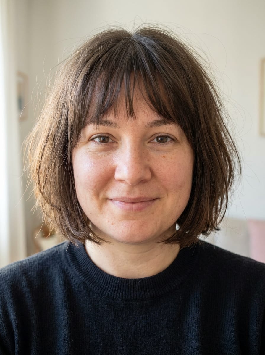 Bob mit Wispy Bangs - Bob Frisur für rundes Gesicht